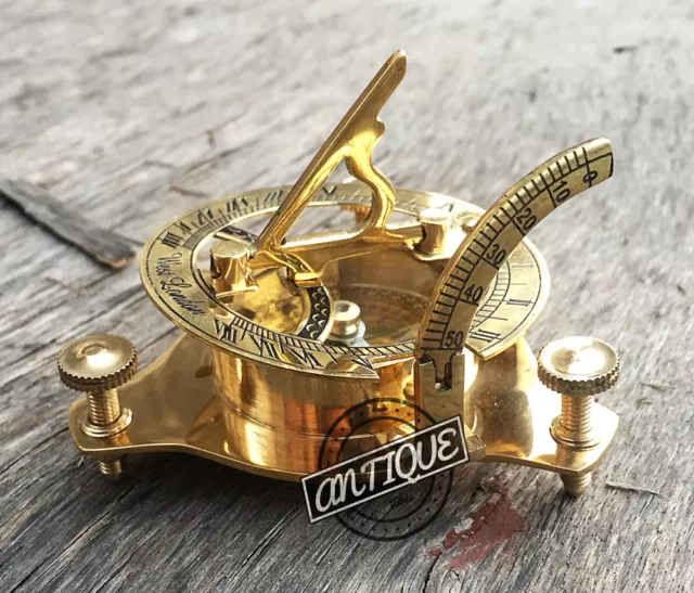 Brass Sundial Compass Clock West London Working Sun Maritime Vintage Sailor Gift