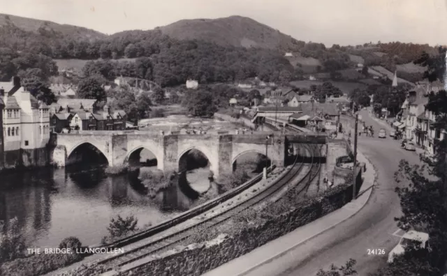 Vintage Postcard - Bridge River Dee Railway Station Llangollen Wales - c1962 RP