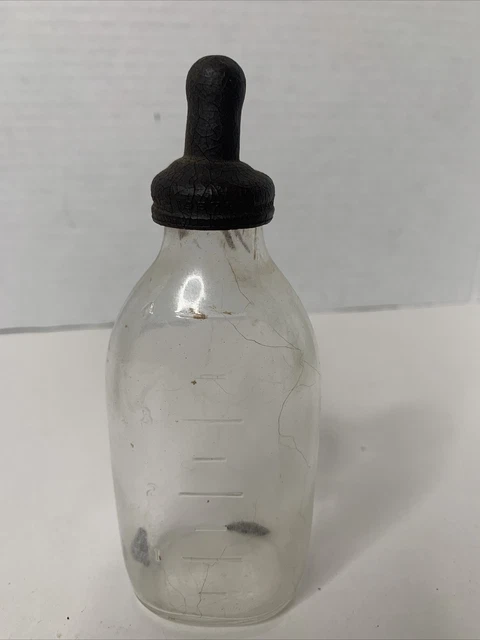 Vintage Brockway Glass Baby Bottle With Nipple 4 Ounce Model 862