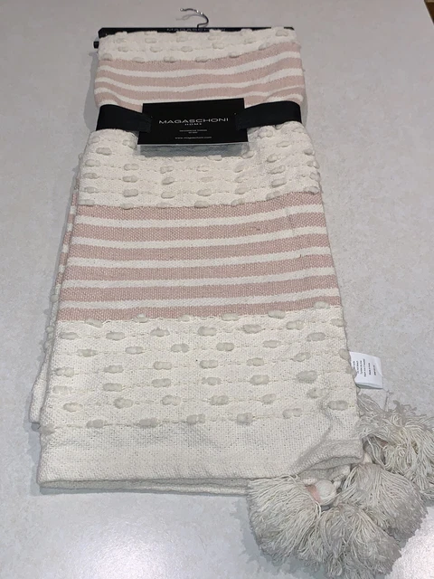 MAGASCHONI HOME DECORATIVE Throw Blanket 50 x 60 Ivory Pink