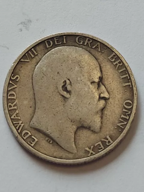 1906 Edward VII Silver Shilling Coin