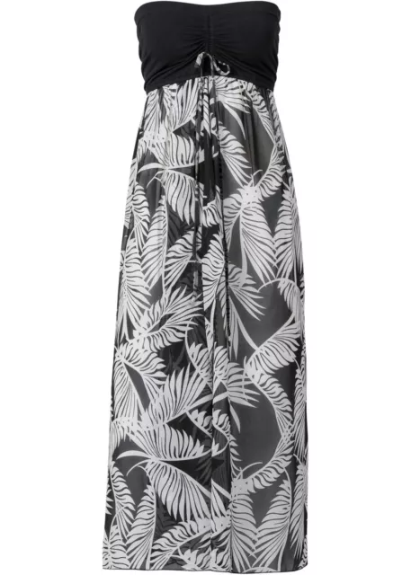 Neu Bandeau-Kleid Gr. 52 Schwarz Weiß Damen Strandkleid Sommer-Kleid