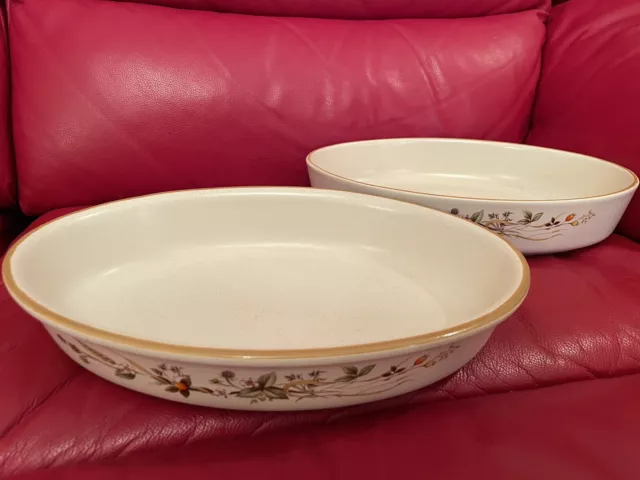 2x M&S Harvest Oval Serviergeschirr Lge & Med Backofen zu Geschirr 1980er Jahre