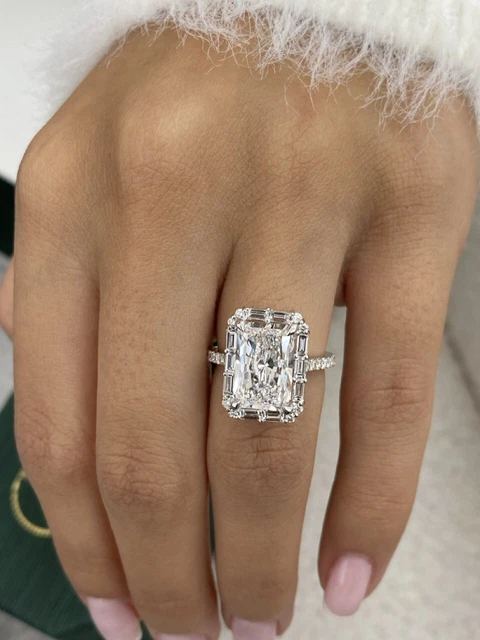 Diamond Engagement Ring IGI Certified VS1 F Radiant 4.37 Ct Halo 14K White Gold