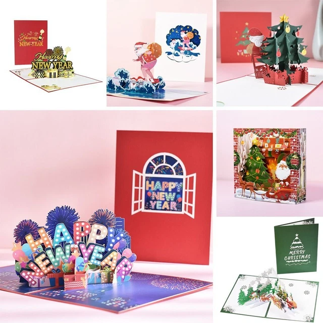 BIGLIETTO POP UP Buon Natale biglietto di auguri nuovo anno cartoline ...