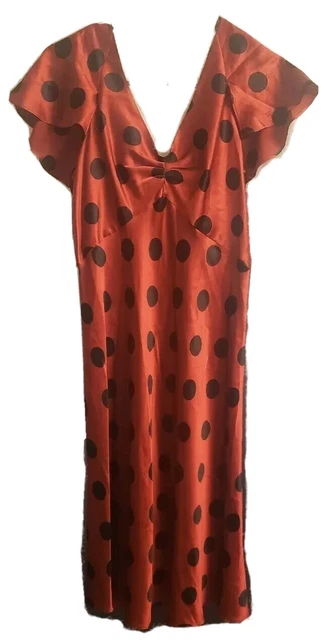 Womens Vintage Betsey Johnson 90s Y2K Red Silk Polka-dot Dress Size 8