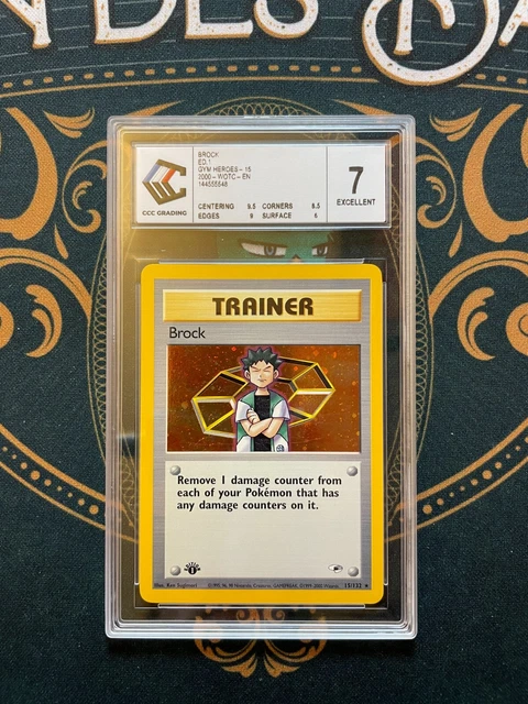 Pokémon Brock ED1 15/132 WOTC Gym Heroes G1 CCC 7 English 2000