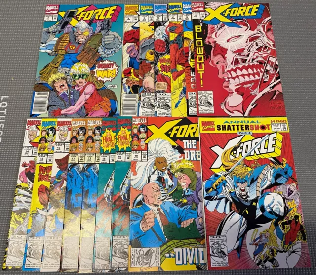 X-Force #7-19, Annual #1, 1st Series 1991, Lot of 16, Deadpool in #11 & #15 MCU