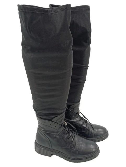 Stivaletti Texani Traforati Donna In Pelle Neri Con Borchie - Foto 6