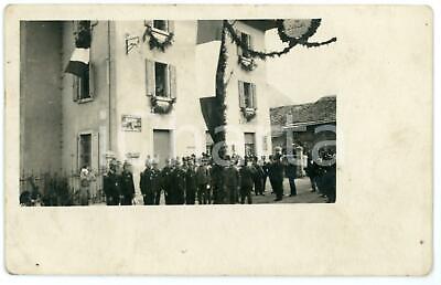 1920 ca TIONE di TRENTO (?) Cerimonia con militari e banda musicale - Foto 14x9