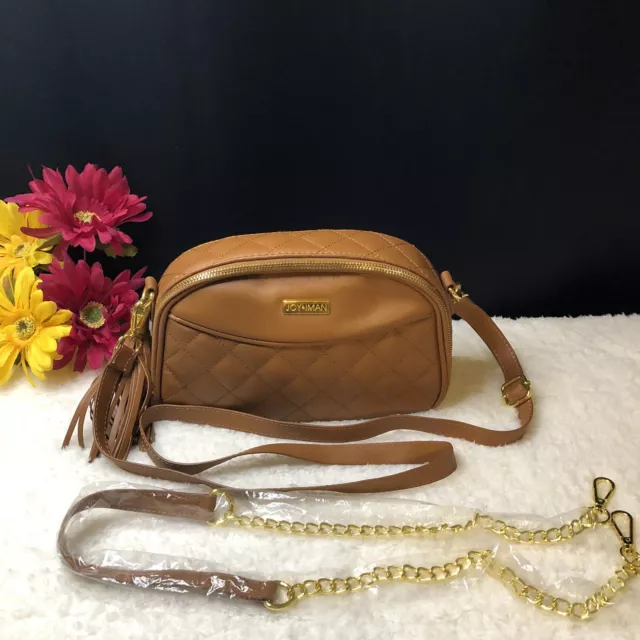 Joy & Iman Diamond Quilted Genuine Leather Crossbody Bag W/RFID