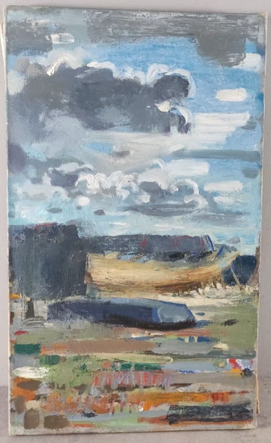 TABLEAU Huile sur TOILE 55 x 33 cm Paysage Art Moderne XXe cachet peinture LM