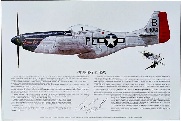 P-51, Autographed by Mustang Ace, Donald Bryan, Artist, E. Boyette