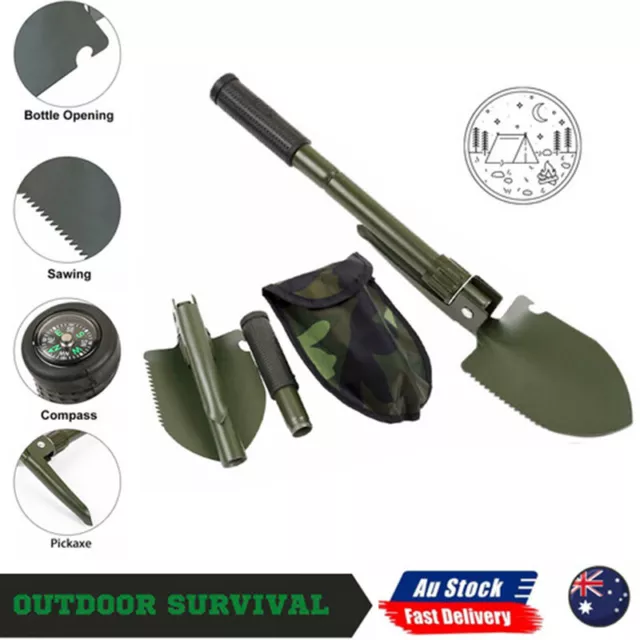 Outdoor Survival Foldable Shovel Spade Garden Camping Hiking Camp Compass AU