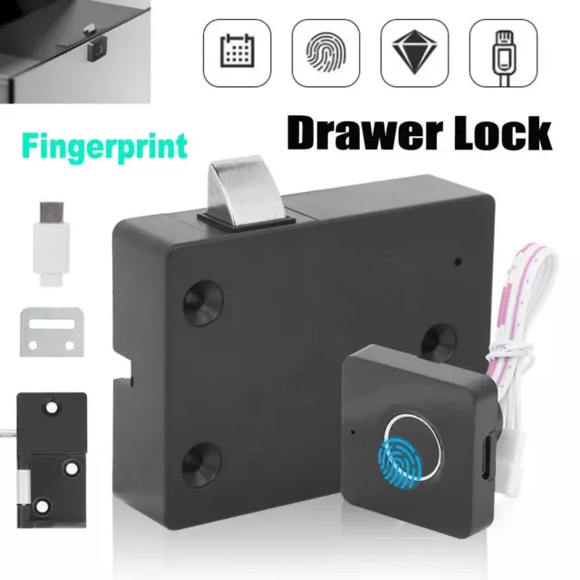 Biometric Fingerprint Smart Lock Security USB Rechargeable Cabinet Drawer Door