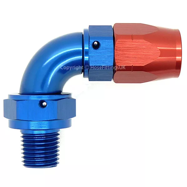 1/4 NPT MALE Swivel to AN-6 90 DEGREE FULL FLOW CUTTER Fuel Braided Hose Fitting