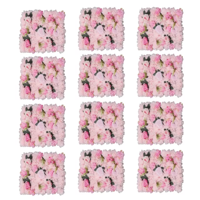 12 Stück Hochzeit Künstliche Wand Blumen Rosenwand Pink Dahlienrose+Wassergras 3