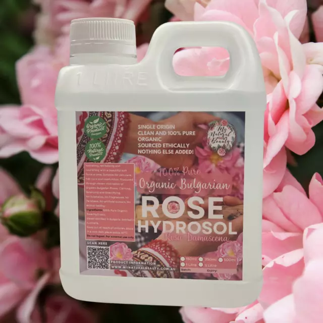 1 LITRE BULK Certified Organic 100% Pure Bulgarian Hydrosol Rosewater Rose Water