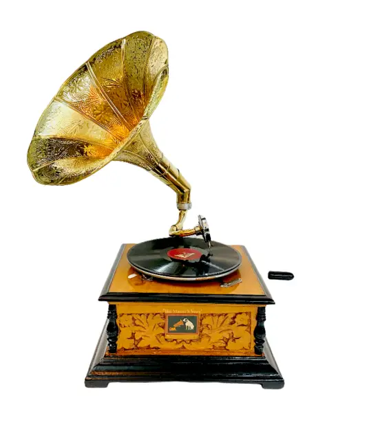 Fonógrafo HMV Gramófono Totalmente Funcionando, Reproductor de Discos Estilo Vintage Regalo