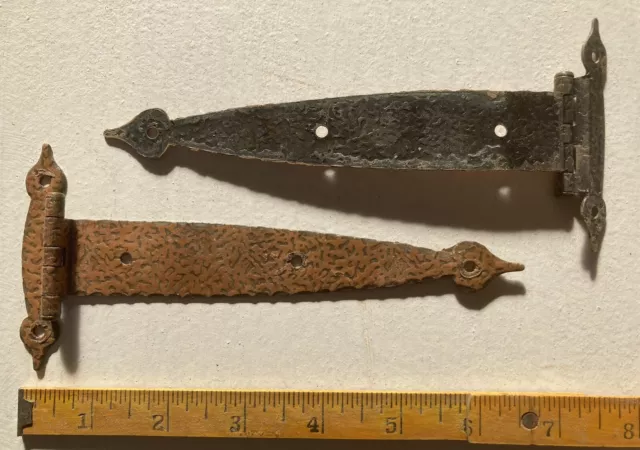 18 Vintage Colonial Spade Cabinet Door Copper Strap Door Hinges 6” Used