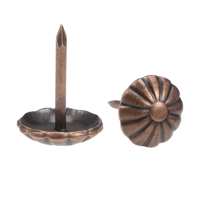 Upholstery Nails Tacks 11mm Dia Round Head Push Pins Copper Tone 30 Pcs