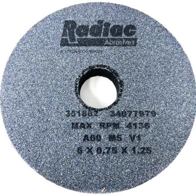 Radiac 351882 34077979 Straight Grinding Wheel 60 Grit A60 - 6 x 0.75 x 1.25 in