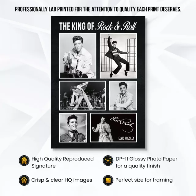 Elvis Presley Signed Pre-Print A4 Montage PHOTO Gift Print King Of Rock & Roll 3