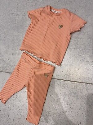 River Island Girls Orange Ribbed Outfit Top Leggings Size Age 0-3 Months