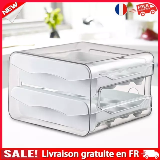 Drawer Type Egg Storage Box Double-layer Egg Tray Container Home Kitchen (White)