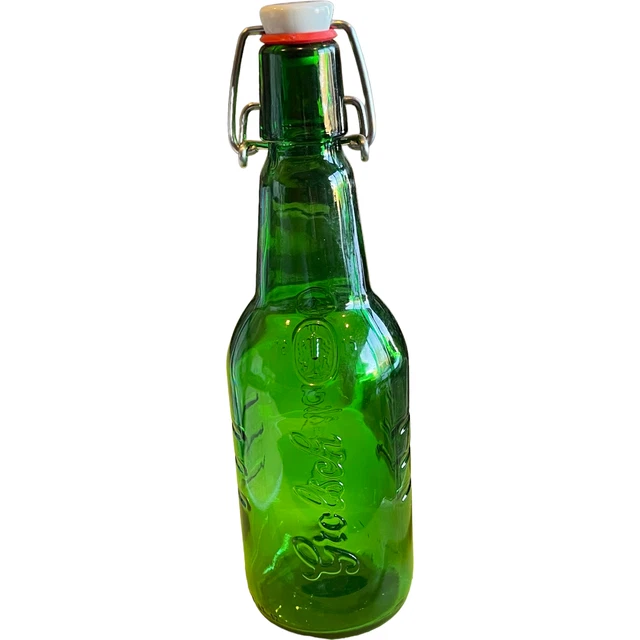 Vintage Grolsch Embossed Green Glass Beer Bottle Swing Top Cap