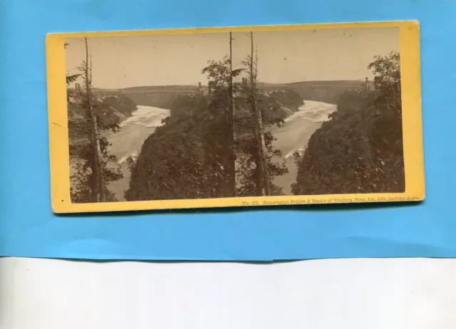 Stereo View Suspension Bridge & Banks Of Niagara By John P Soule Boston