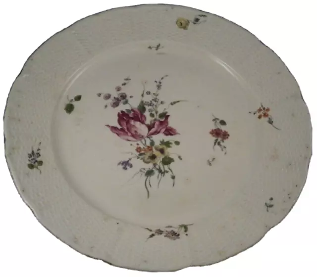 Antique Mid 18thC Frankenthal Porcelain Floral Plate Porzellan Blumen Teller
