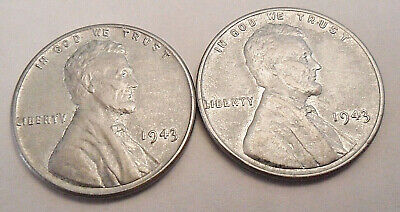 1943 P Lincoln Steel Wheat Cent / Penny Set (2 Coins) *FINE OR BETTER* FREE SHIP
