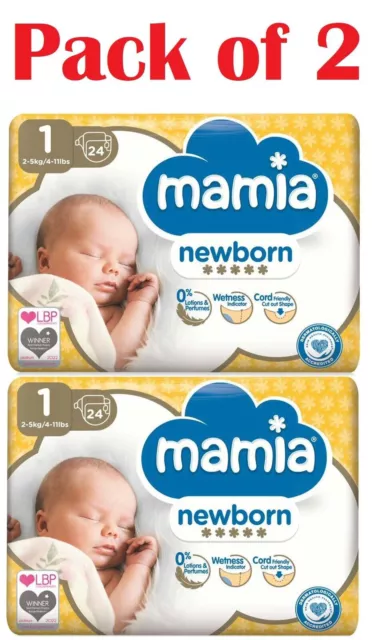 Mamia Baby Newborn Nappies Size 1 (48 Nappies) 2-5kg Nappy Diaper Soft Ultra Dry