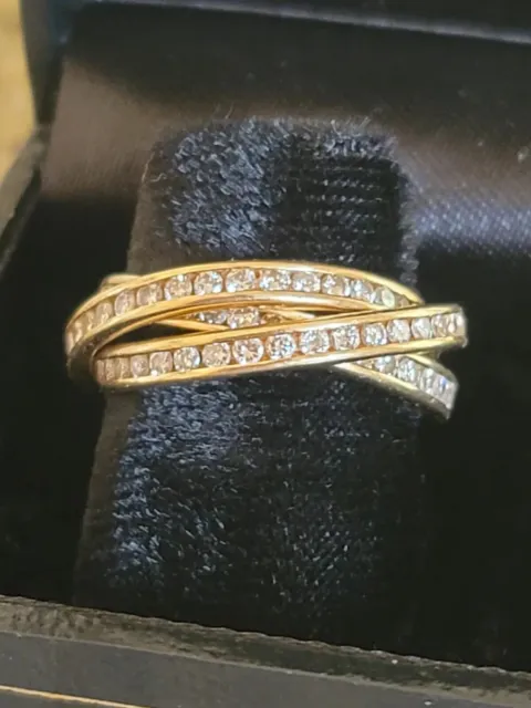 2Ct Trinity Diamond channel Eternity Rolling Band Ring 14K Yellow Gold Finish