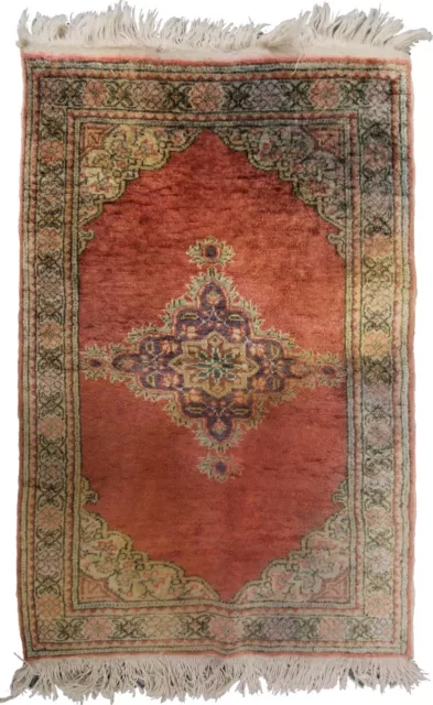 Rare Vintage Turkish Rug Cotton Kaysari 61cm x91cm Fine Tapestry Handmade 2x3
