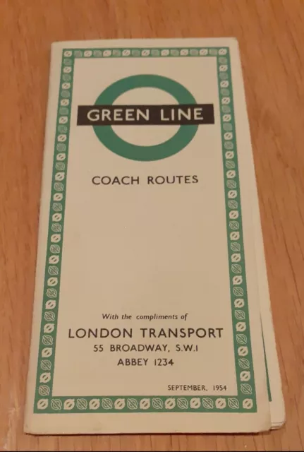 1954 Sept Green Line Coach Routes Map London Transport ~~ Excellent!  (FREEPOST)