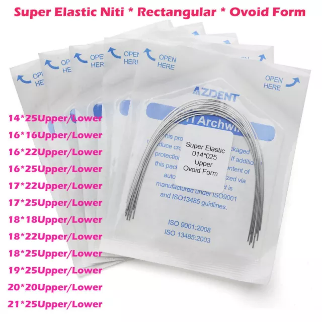 AZDENT Dental Orthodontic Super Elastic NITI Rectangular Arch Wires Ovoid Form