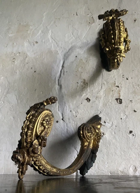 Substantial Pair of Antique French Gilt Bronze Curtain Tiebacks. c1880.