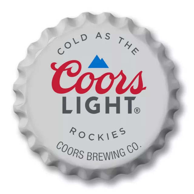 Coors Light Beer Bottle Cap Tin Metal Sign Man Cave Garage Bar Decor 18" Dia