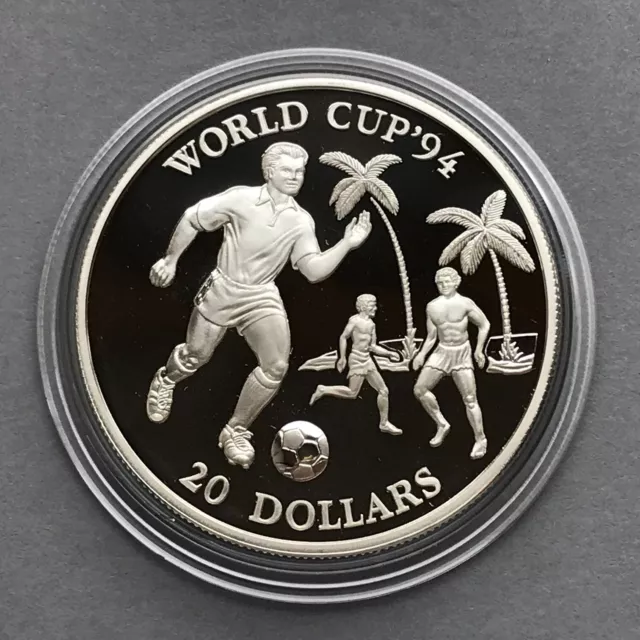 KIRIBATI  Silver  20 Dollars  1993  FIFA WORLD CAP  Proof