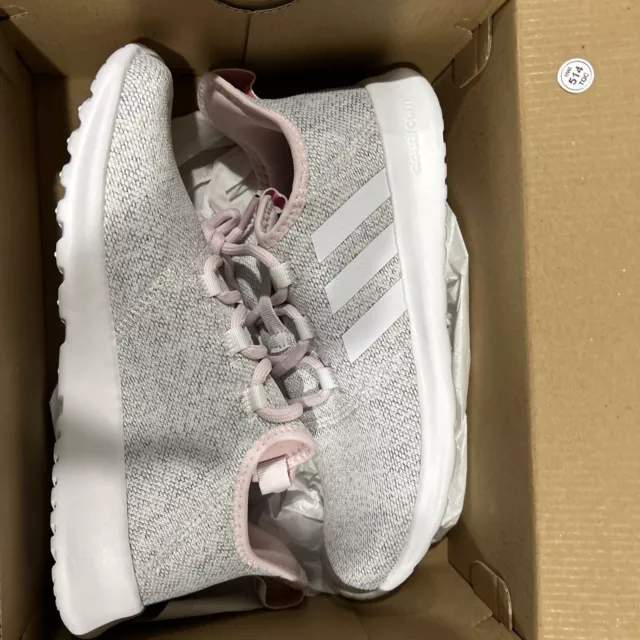 Adidas Cloudfoam Pure 2.0 Shoes Youth Girls Sz 6 Gray Pink Athletic Trainers NIB