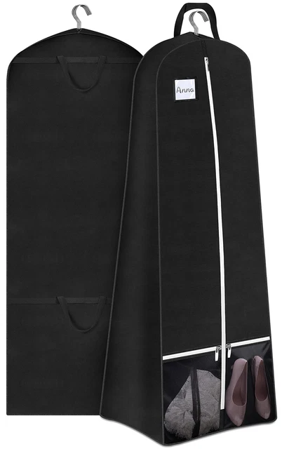 72 Bridal Wedding Gown Dress Garment Bag 15 Gusseted Garment Cover Shoe Black
