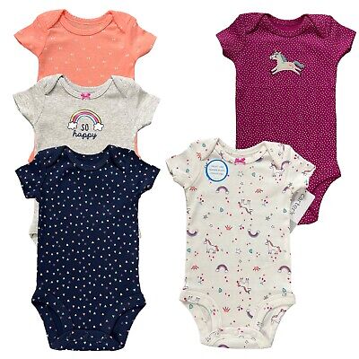 Carters Baby Girls Bodysuits Size 3 Months Multicolor Soft Comfortable Pack of 5