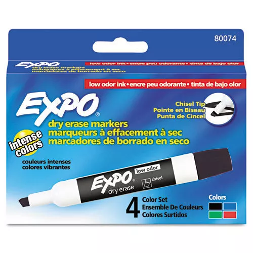 EXPO Dry Erase Markers, Chisel Tip, Assorted Colors, Set of 4