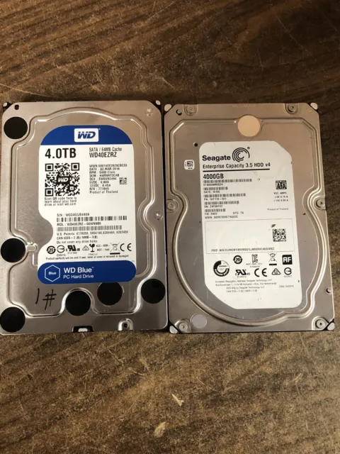 Lot Of 2-4TB HDD Western Digital / Seagate (2x4= 8TB) SATA 3.5” Internal HDD