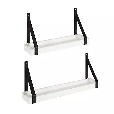 (Set of 2) 5" x 10" Sudbury Wood and Metal Wall Shelf Set White/Black - Kate &