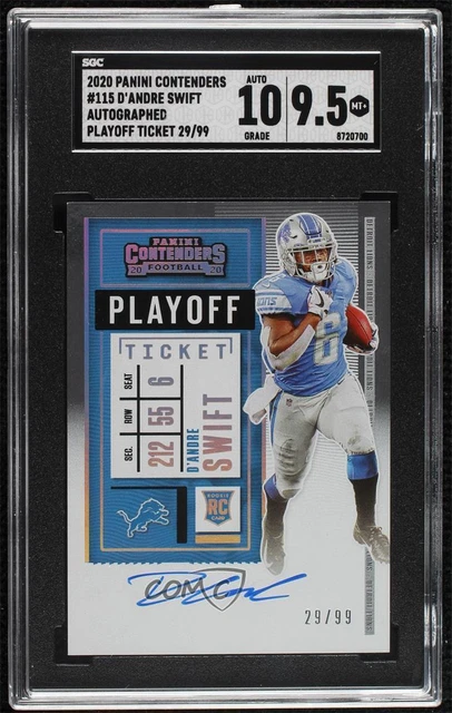 2020 Contenders RPS Playoff Ticket /99 D'Andre Swift SGC 9.5 Rookie Auto RC