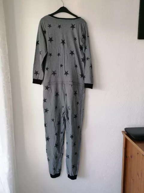 Schlafanzug - Jumpsuit - Rainbow - Gr. 40/42 - Grau mit  schwarzen Sternchen 2