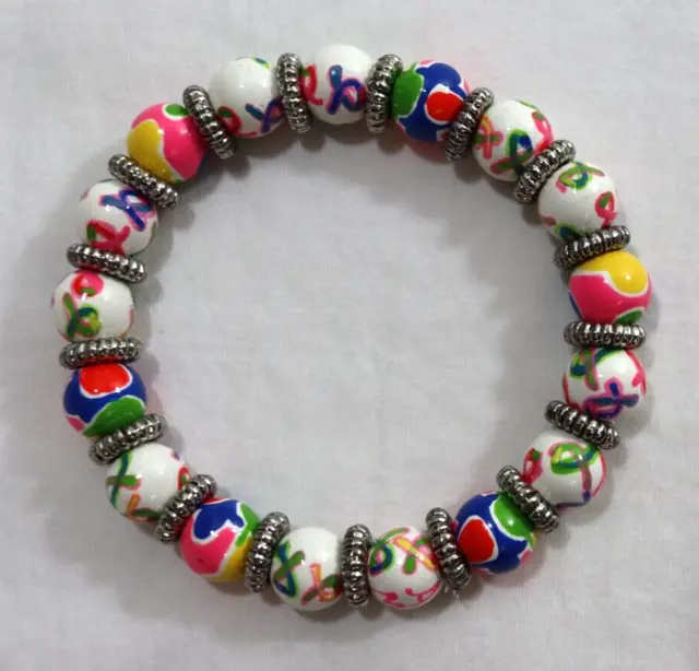 Angela Moore Autism Awareness Puzzle Rainbow Petite Beaded Bracelet